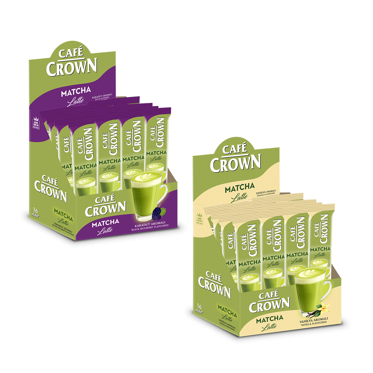 Cafe Crown Karma Ürünler – MATCHA VANİLYA+KARADUT-PAKET