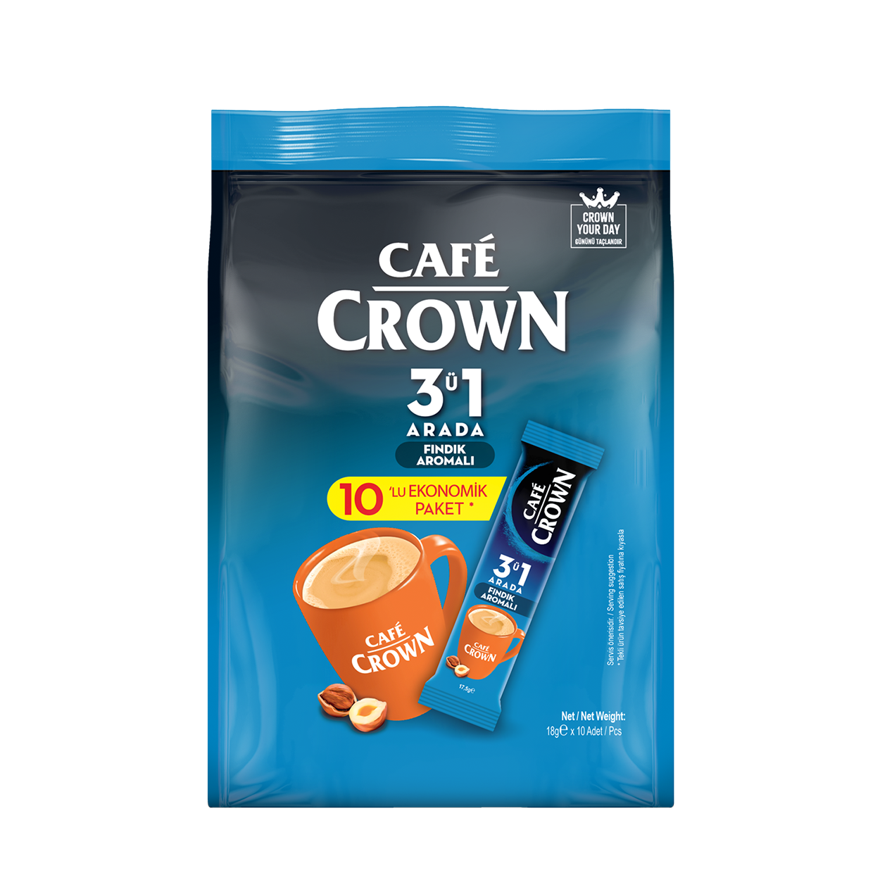 Cafe Crown 3’ü 1 Arada Kahve – 18G HAZELNUT FLAVOURED-PAKET