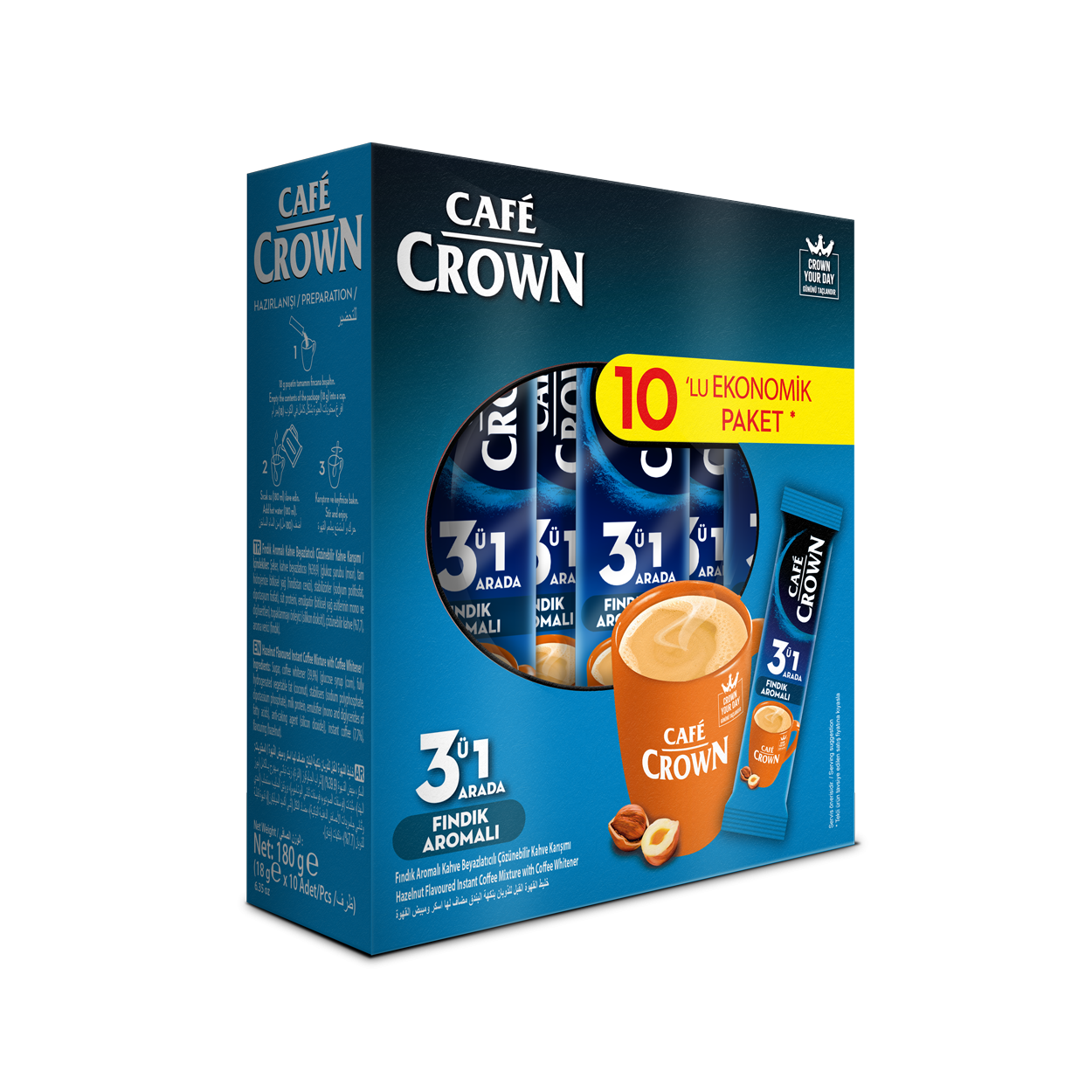 Cafe Crown 3’ü 1 Arada Kahve – 18G HAZELNUT FLAVOURED-KUTU